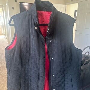Black Quilted Vest with Red Lining